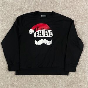 Black 'Believe' Santa Hat Sweater